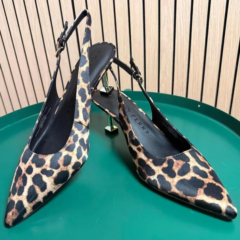 Katy Perry Leopard Print Oceanview Pointed Toe Slingback Pumps (Size 8, NEW)